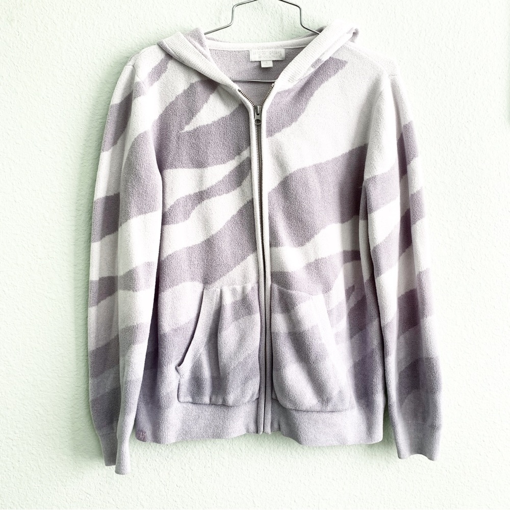 BAREFOOT DREAMS cozy chic ultra lite zebra ocean reef zip up hoodie Small